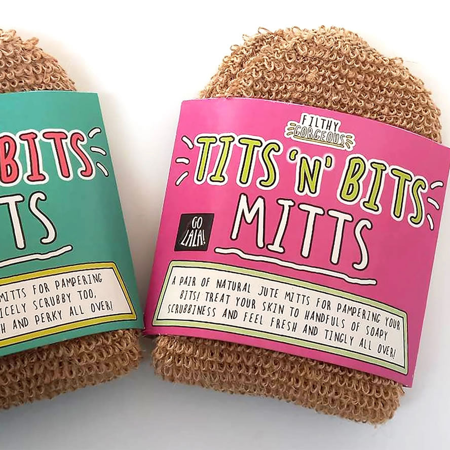 Tits 'n' Bits Mitts - Natural Jute Bath Mitts