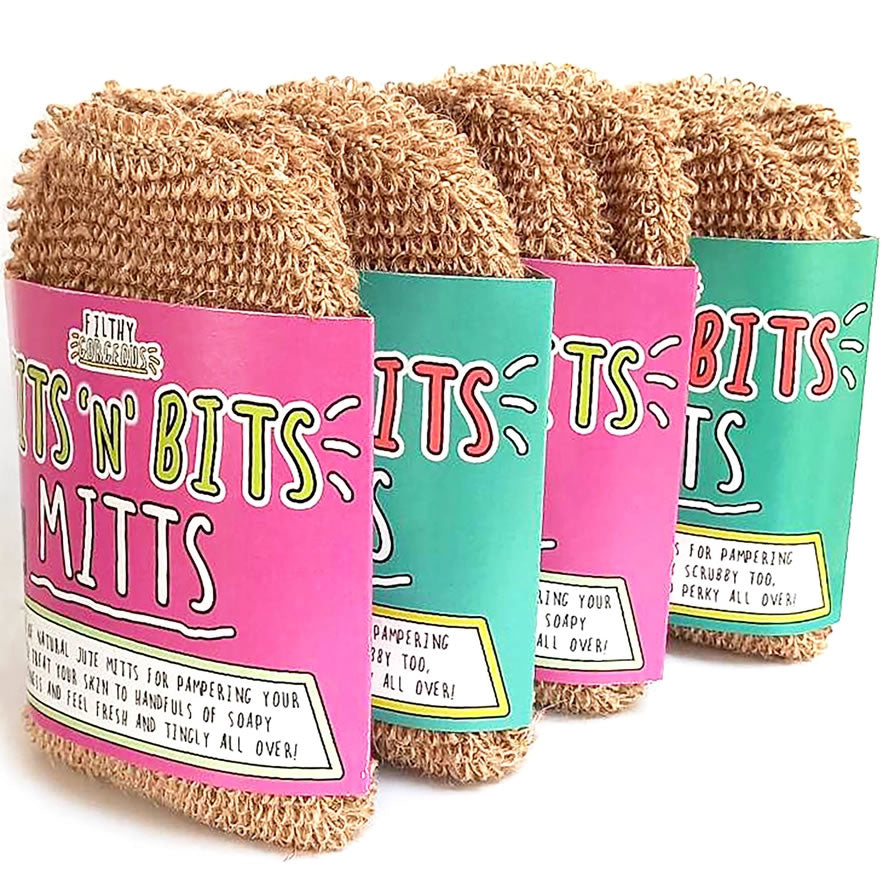 Tits 'n' Bits Mitts - Natural Jute Bath Mitts