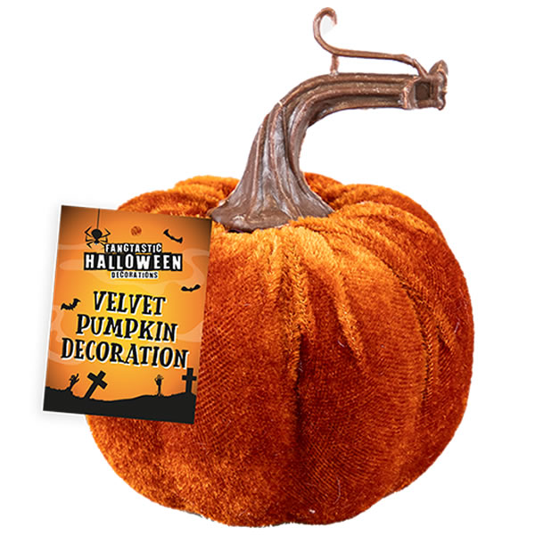 Velvet Pumpkin Decorations, 8.5cm