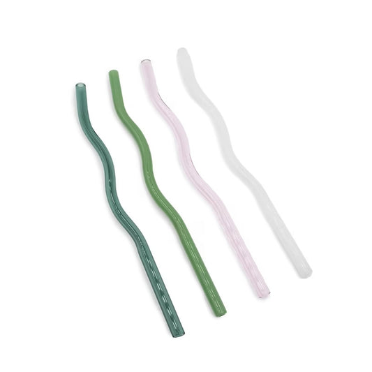Pastel Wavy Glass Straws