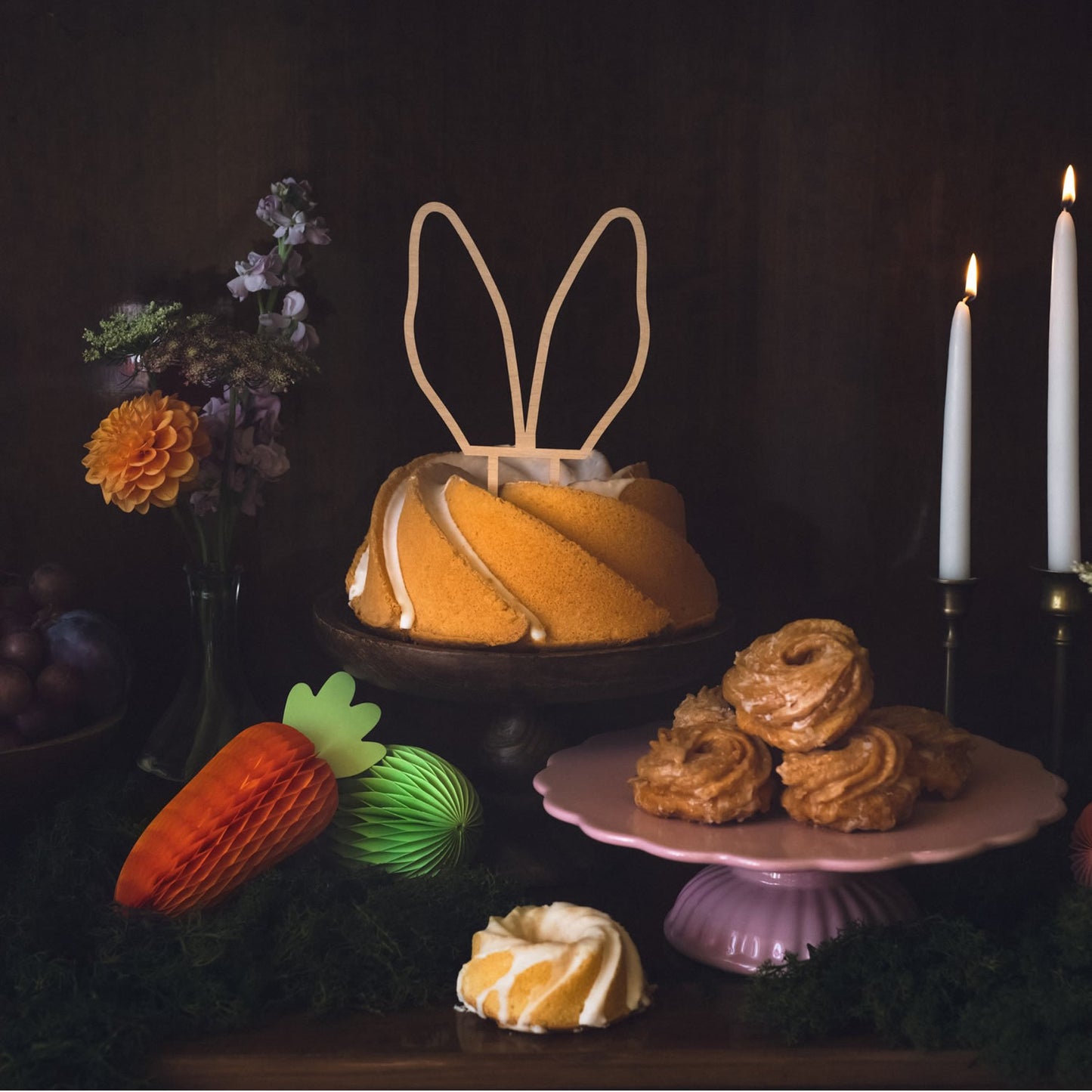 Bunny Ears Wooden Cake Topper