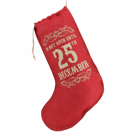 Red Hessian Stocking Bag - 25th December
