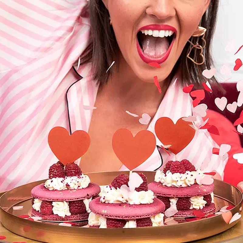 Red Heart Cupcake Toppers