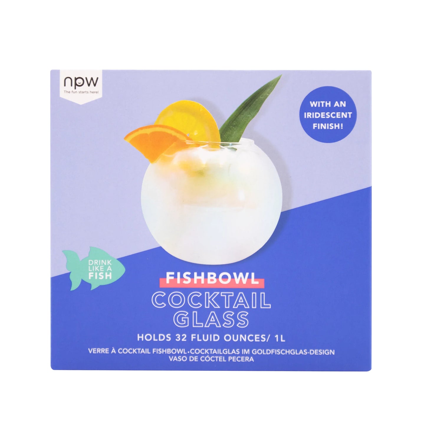 Large Iridescent Fishbowl Cocktail Glass