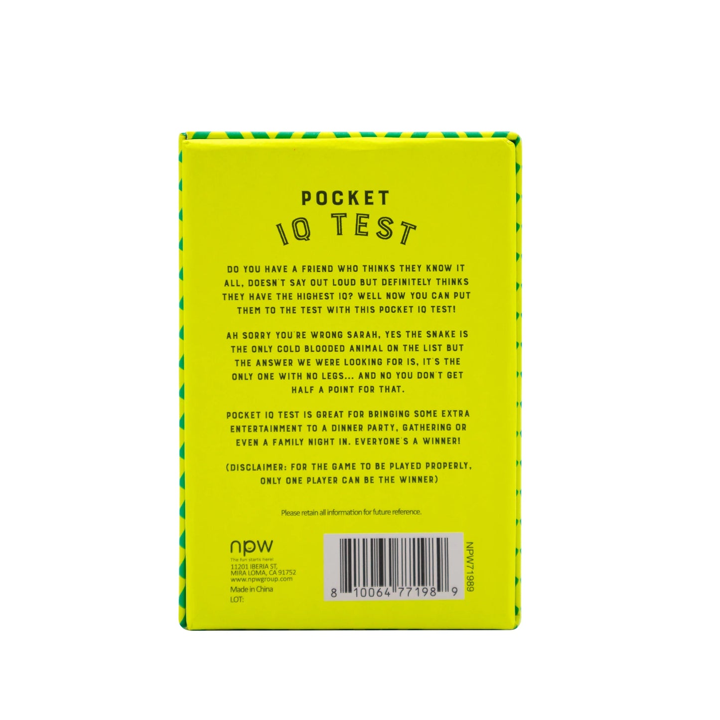 Pocket IQ Test Cards