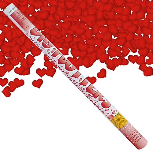 80cm Confetti Cannon -  Red Hearts