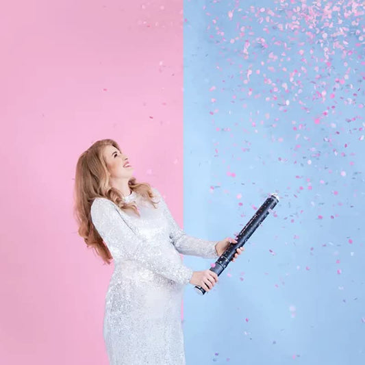 60cm Gender Reveal Confetti Cannon - Baby Pink