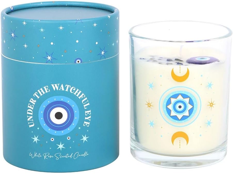 Under Watchful Eyes White Rose Scented Candle