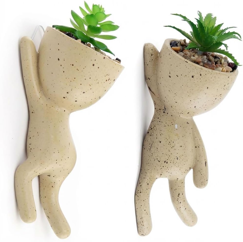 2 Succulent Man Plant Pots