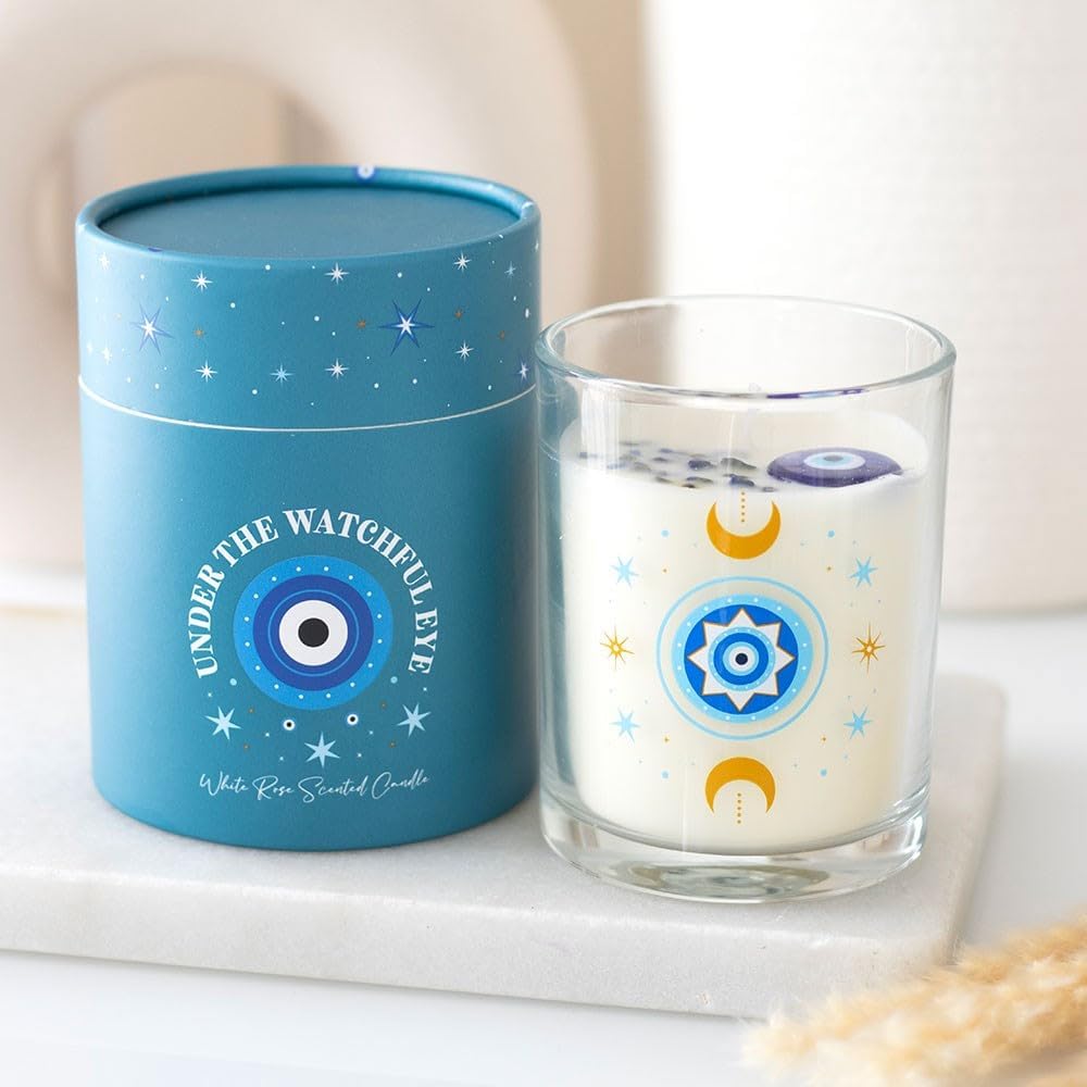 Under Watchful Eyes White Rose Scented Candle