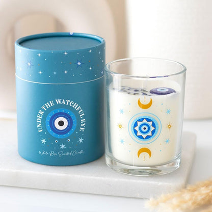 Under Watchful Eyes White Rose Scented Candle
