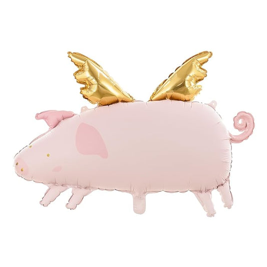 Pink Flying Pig Foil Balloon