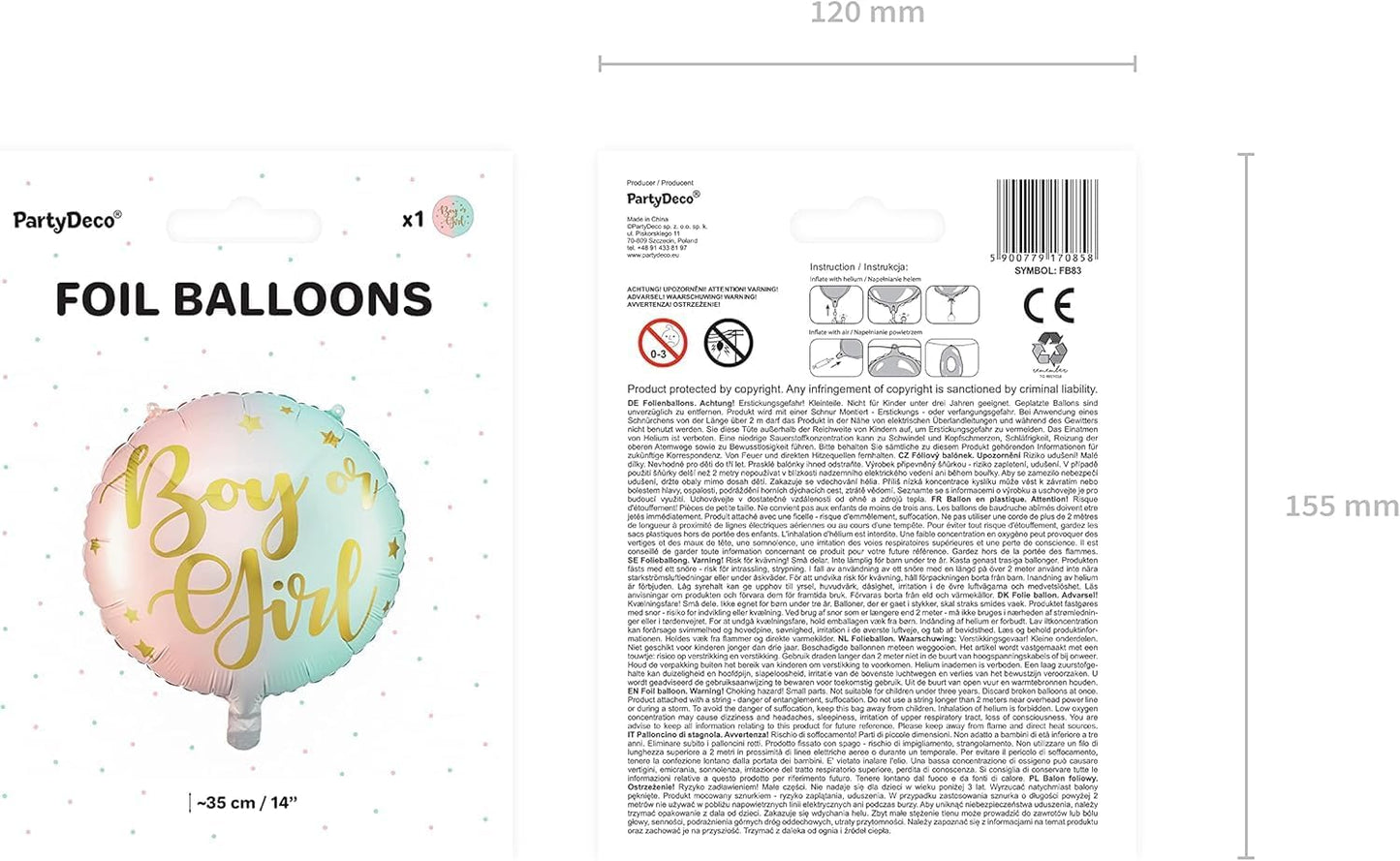 Pink and Mint Boy or Girl Balloon