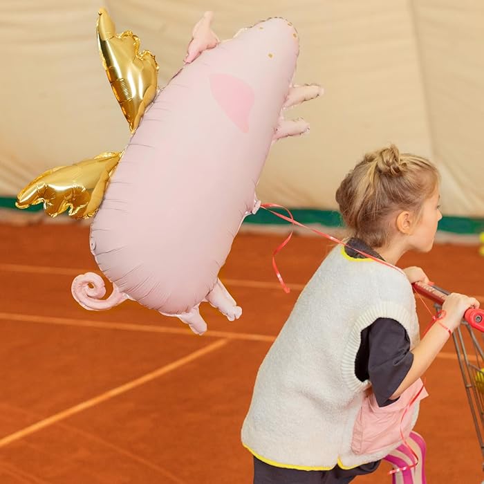 Pink Flying Pig Foil Balloon