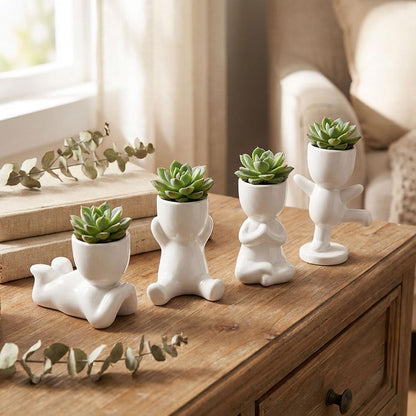 Ceramic Person Planter Set