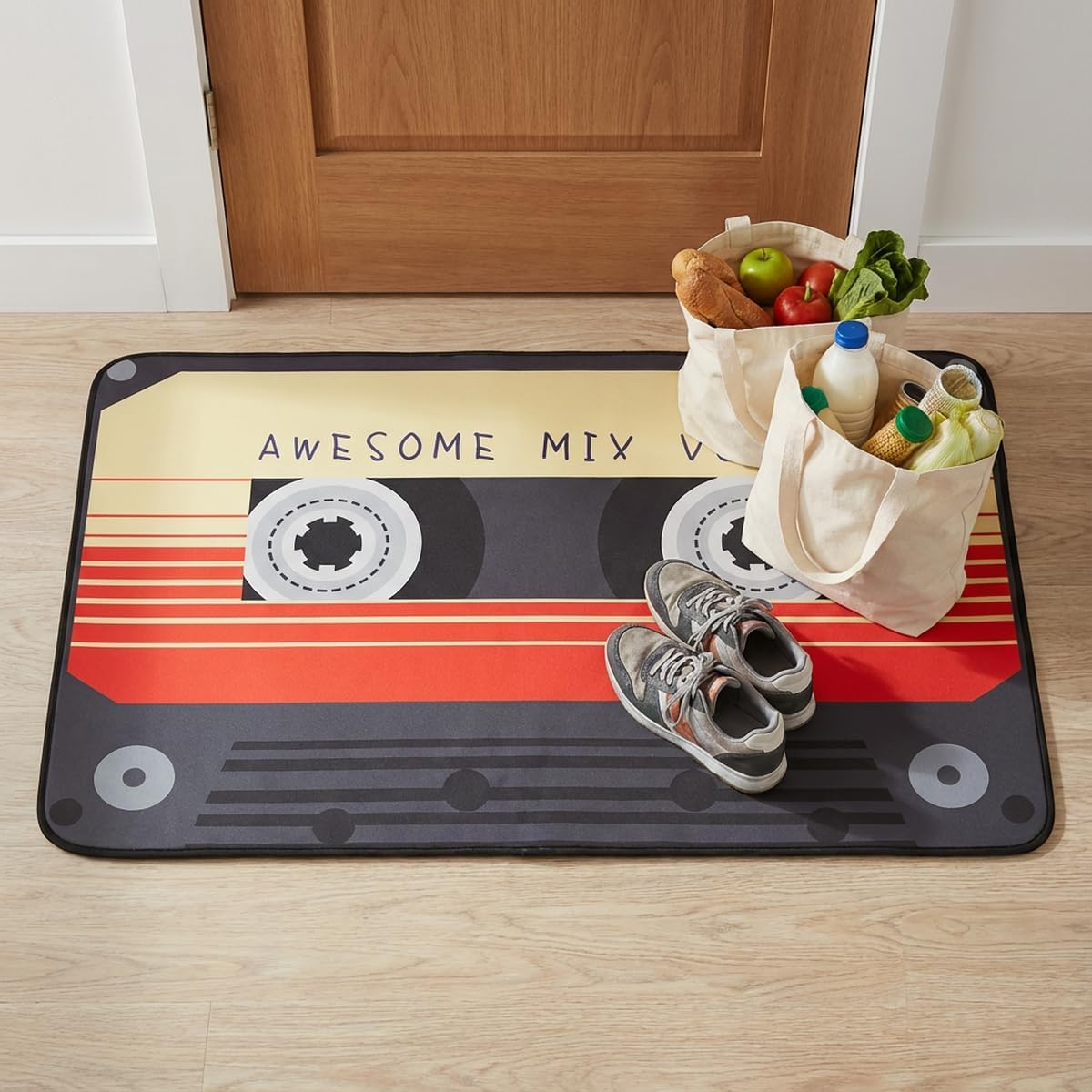 Retro Non Slip Door Mat - Cassette Tape or Turntable Design