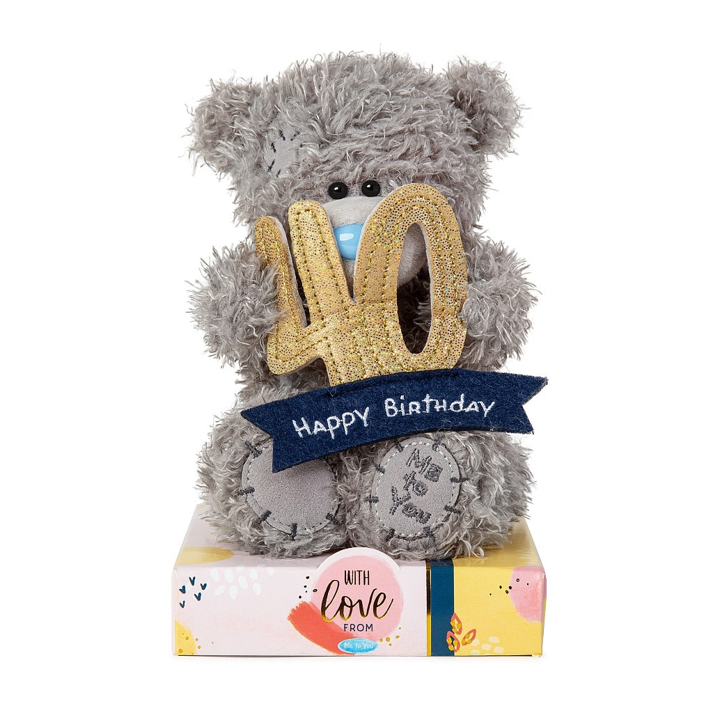 Tatty Teddy 40th Birthday Bear Holding a 40 Banner
