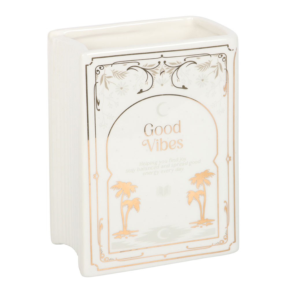 Good Vibes Book Shaped Ceramic Vase