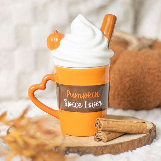 Pumpkin Spice Latte Ceramic Mug with Lid