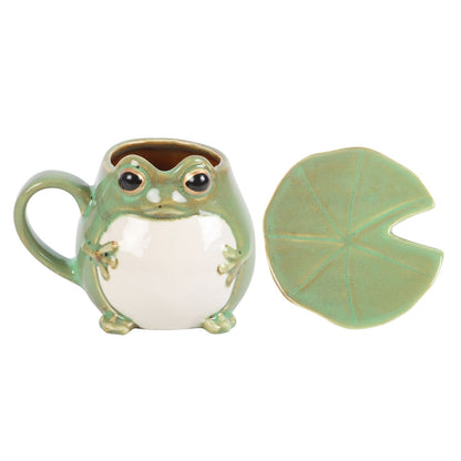 Frog Mug with Lily Pad Saucer