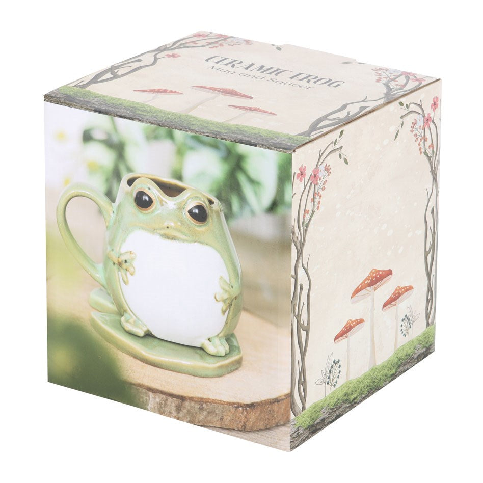 Frog Mug with Lily Pad Saucer