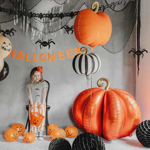 Striped Pumpkin Foil Balloon