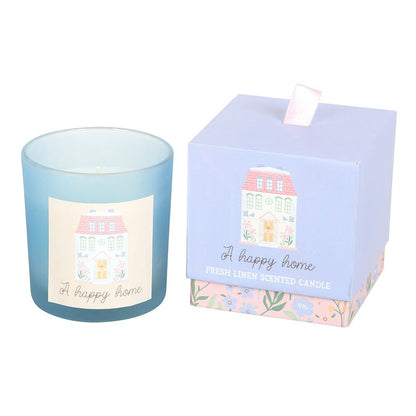 A Happy Home Fresh Linen Scented Glass Candle