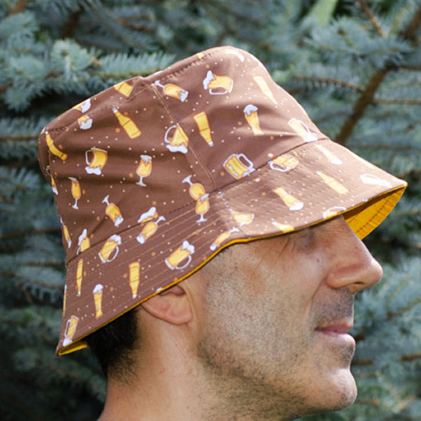 Bucket Hat with Beer Print