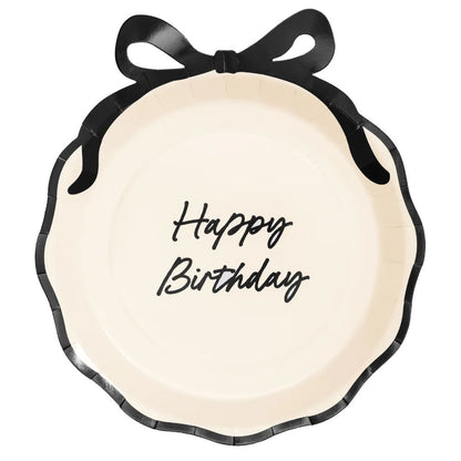 Happy Birthday Plates with Black Bow