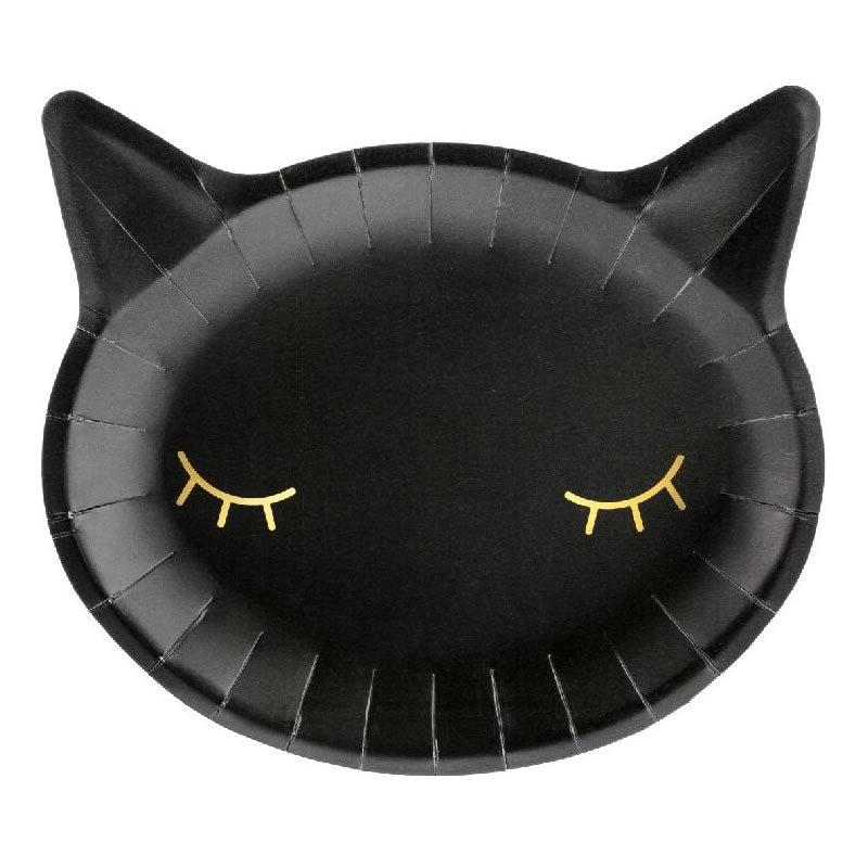 Black Cat Paper Plates, Set of 6