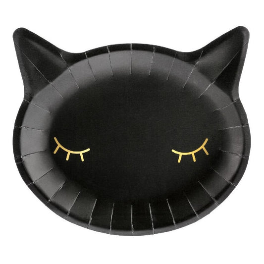 Black Cat Paper Plates, Set of 6