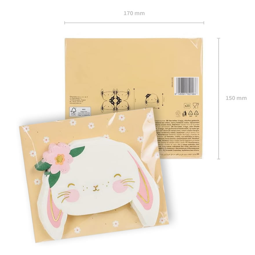 Cute Bunny Paper Napkins Pack of 20