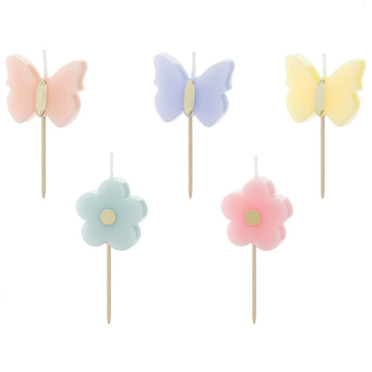 Butterfly & Flower Birthday Cake Candles