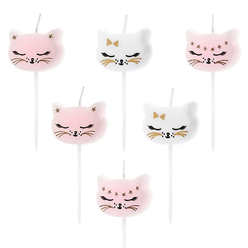 Kitty Cat Cake Candles, Set of 6