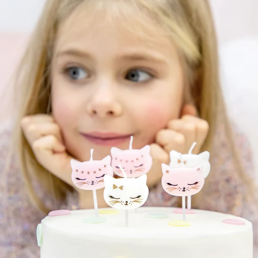 Kitty Cat Cake Candles, Set of 6