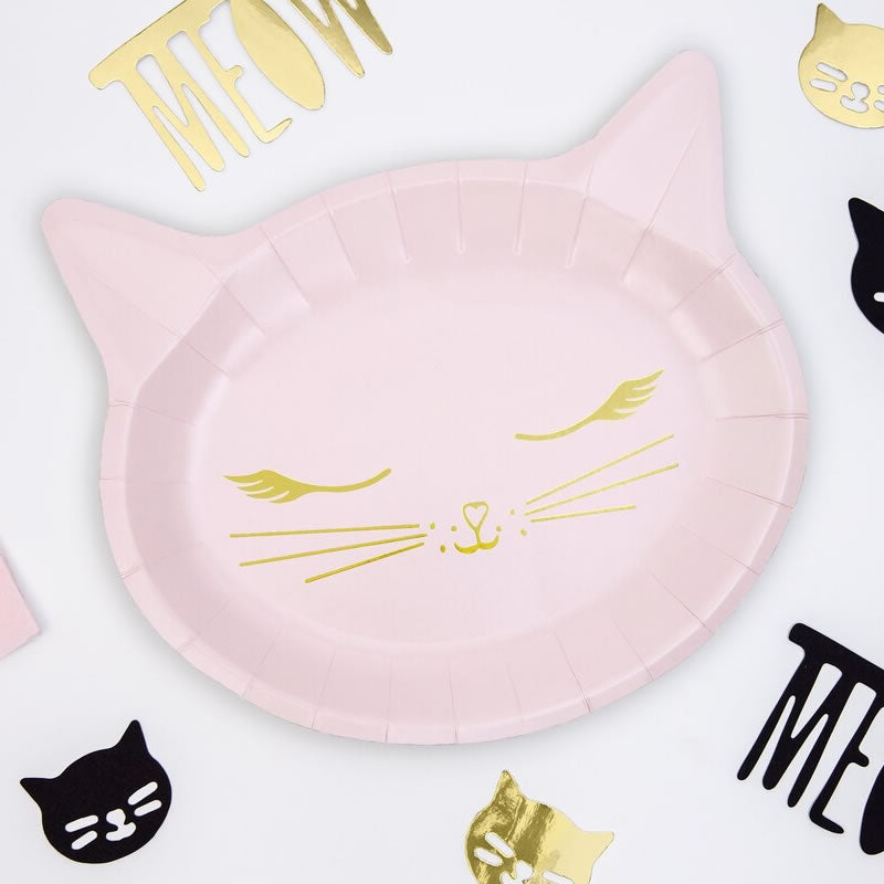 Pink Kitty Cat Party Paper Plates, Pack of 6