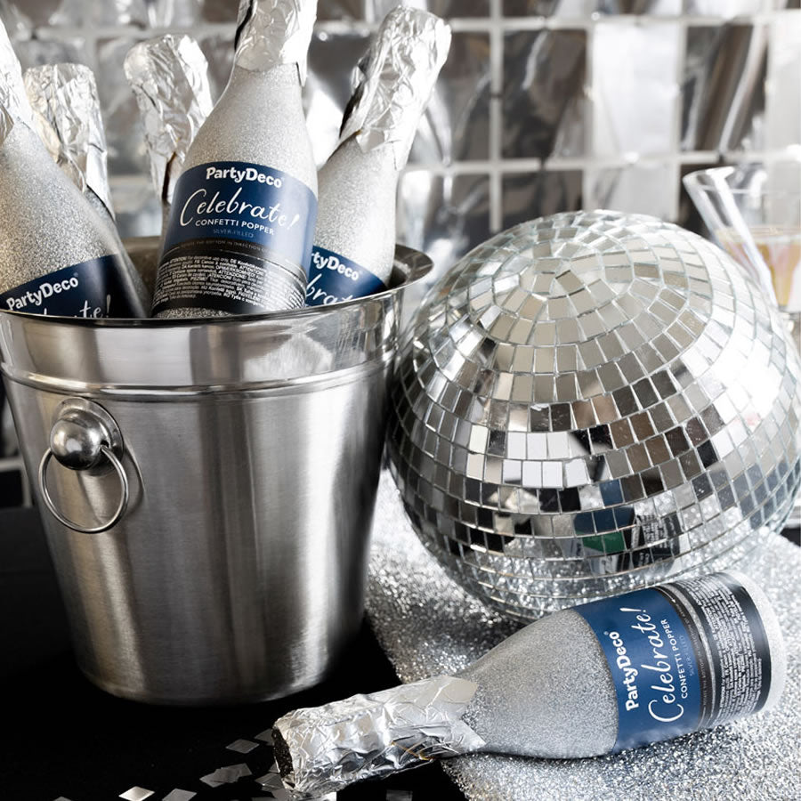 Silver Champagne Bottle Confetti Cannon