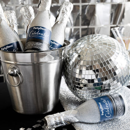 Silver Champagne Bottle Confetti Cannon