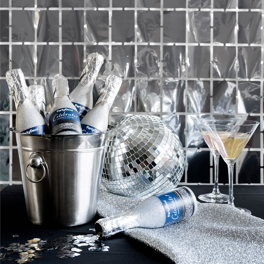 Silver Champagne Bottle Confetti Cannon
