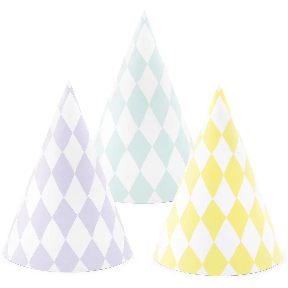Pastel Checkered Party Hats
