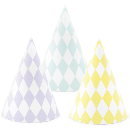 Pastel Checkered Party Hats
