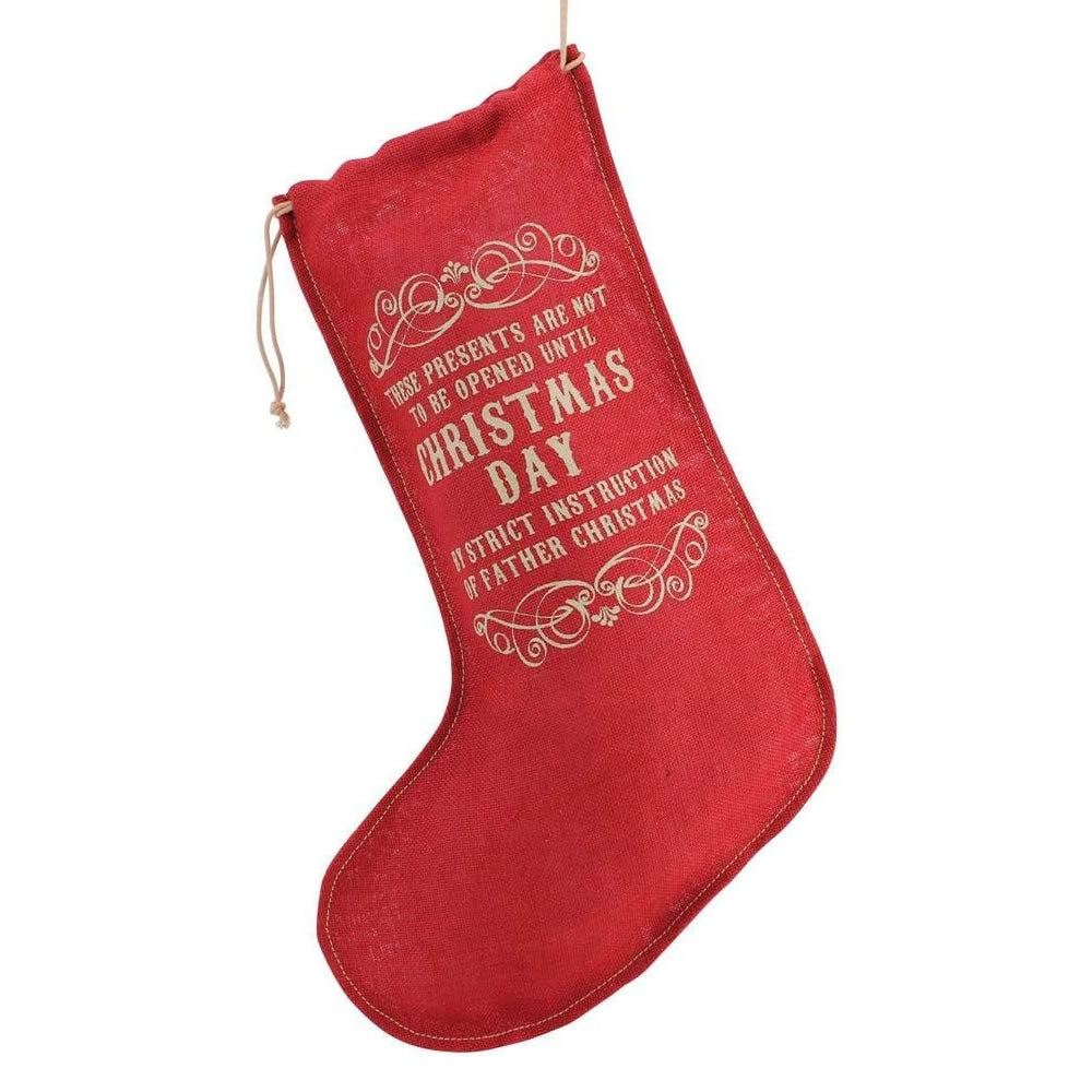 Red Hessian Stocking Bag - Christmas Day