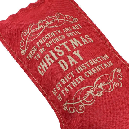 Red Hessian Stocking Bag - Christmas Day