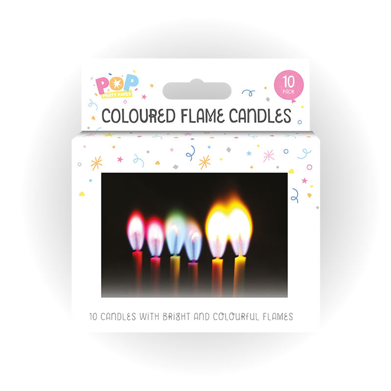 Coloured Flame Party Candles 10pk