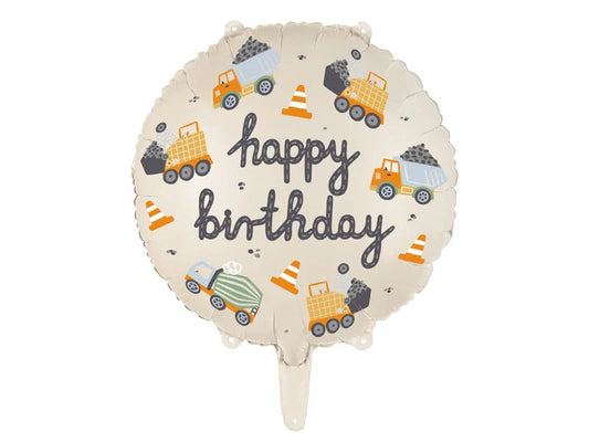 Construction Vehicles Happy Birthday Foil Balloon