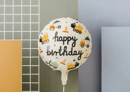 Construction Vehicles Happy Birthday Foil Balloon