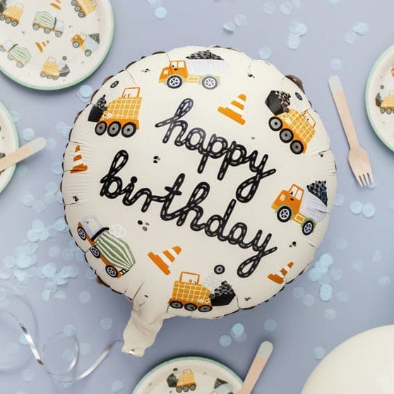 Construction Vehicles Happy Birthday Foil Balloon