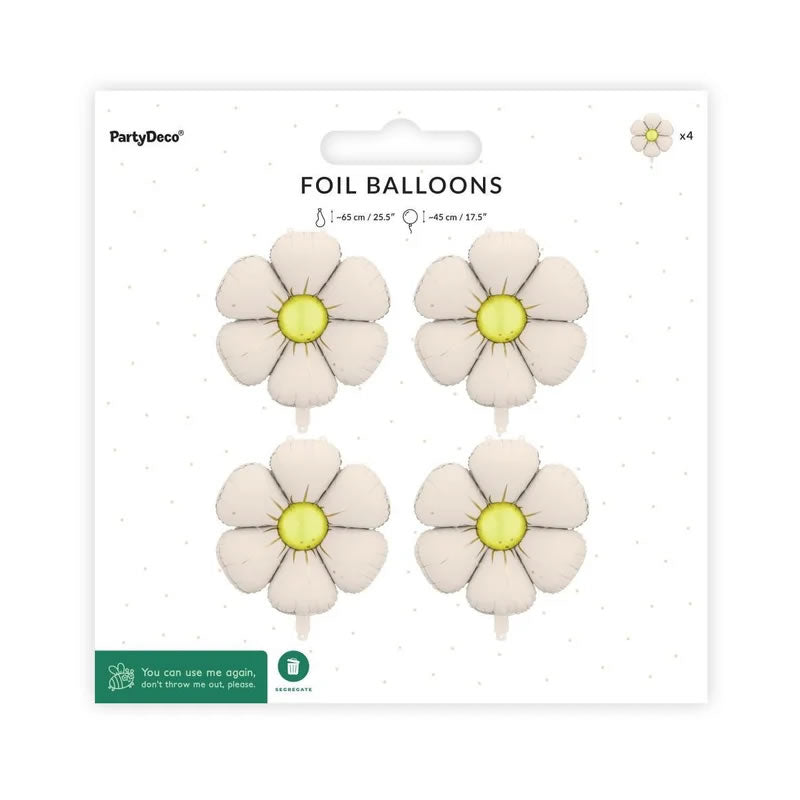 Cream Daisy Balloons, Set of 4