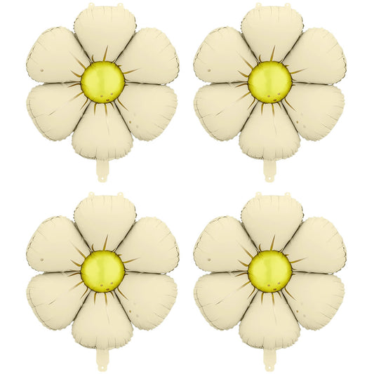 Cream Daisy Balloons, Set of 4