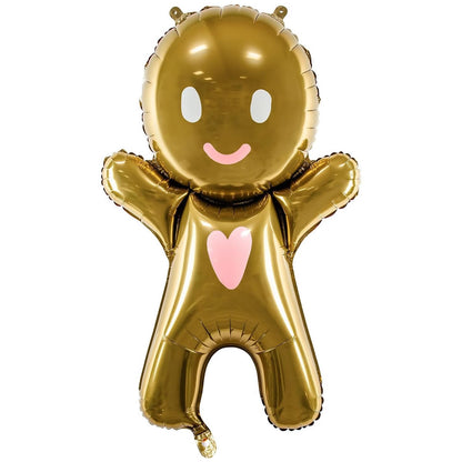 Large Gold Gingerbread Man Foil Balloon